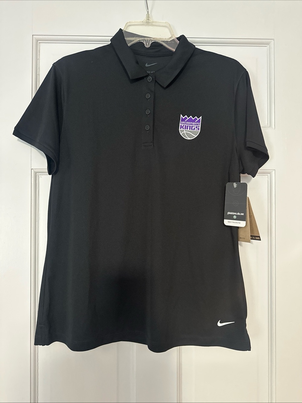 NWT Nike Black Polo with Sacramento Kings Purple Logo Large